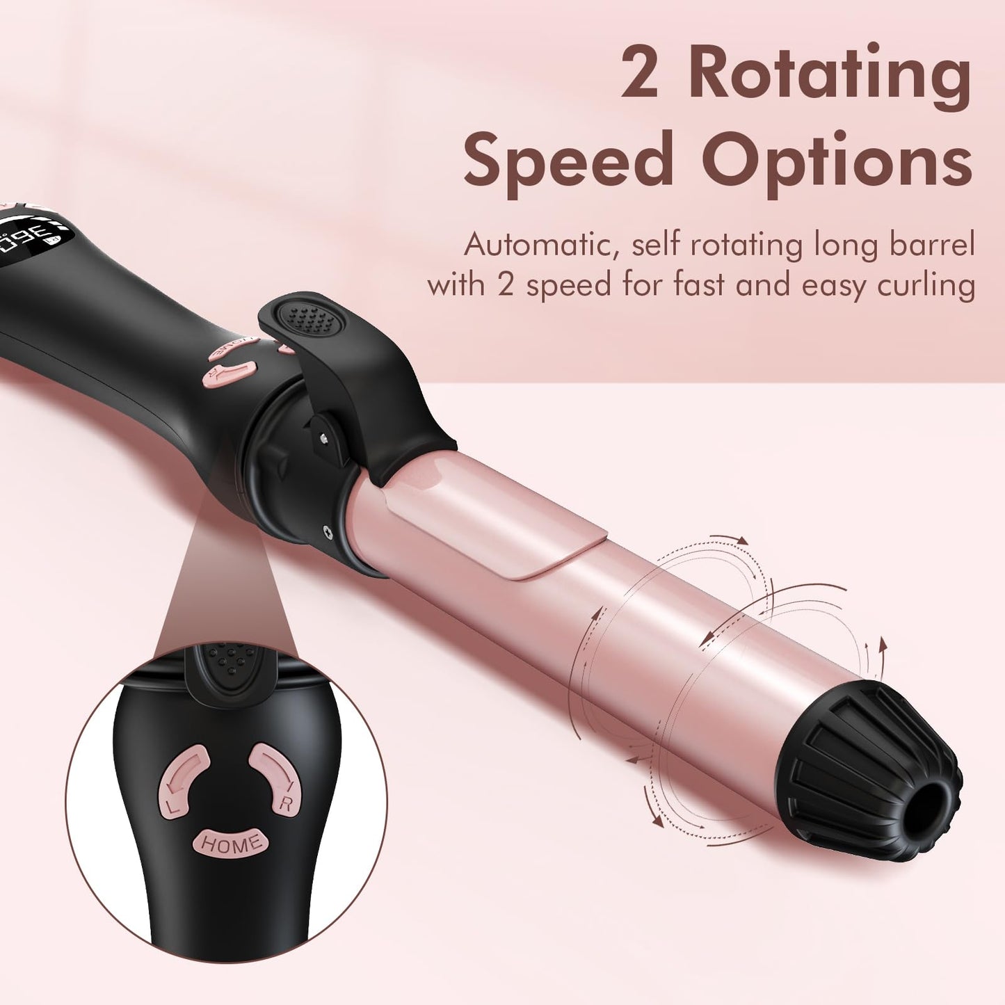 Lanvier 1 inch self curler wand displaying digital LED temperature controls