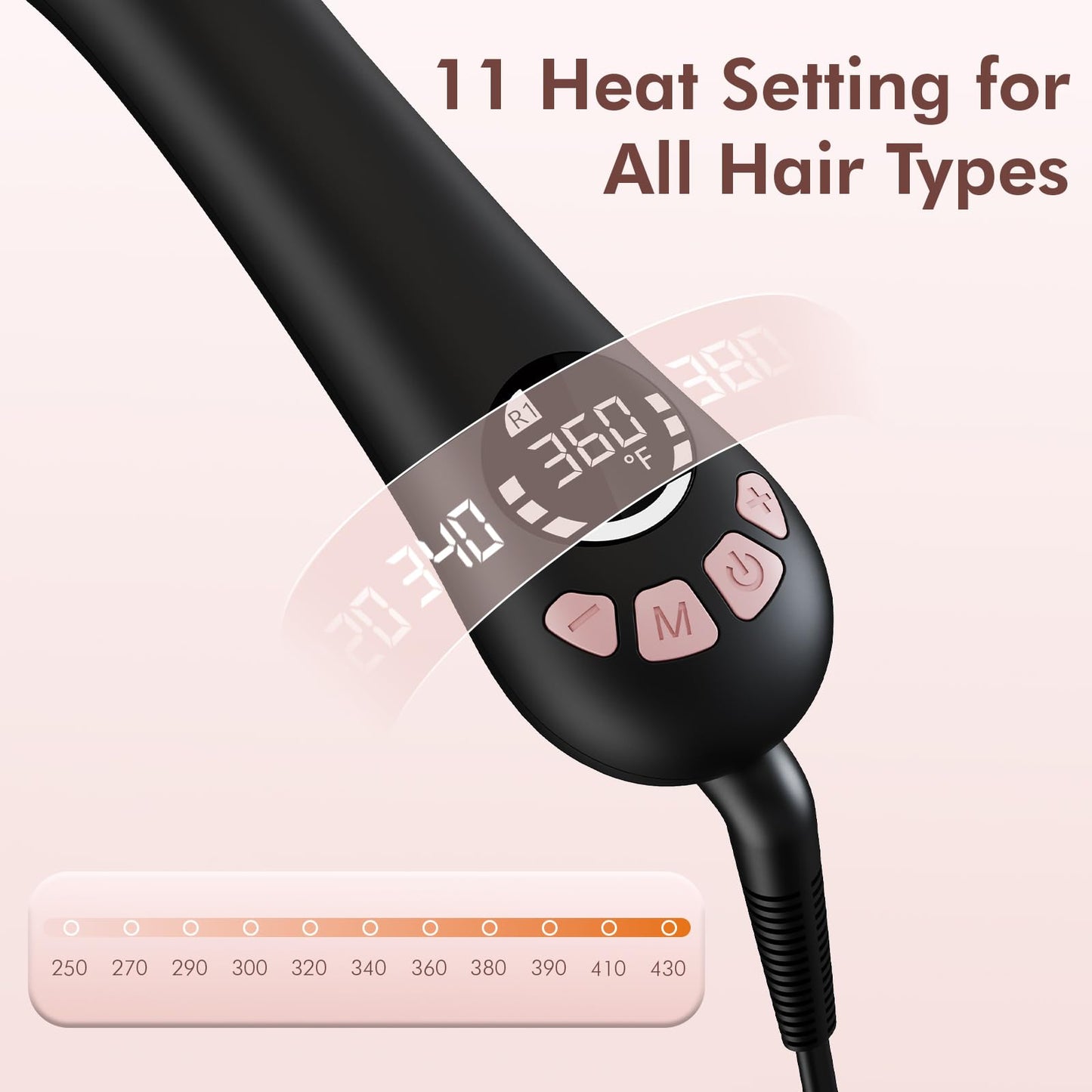 Tourmaline ceramic barrel close up of Lanvier automatic hair curler tool