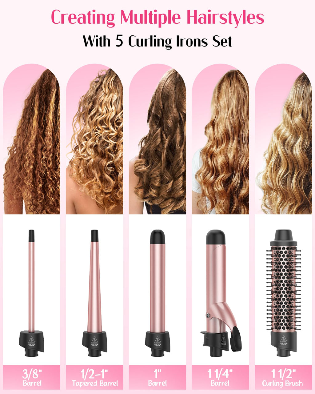 Aniekin multi-functional hair curler kit with heat resistant glove and styling accessories