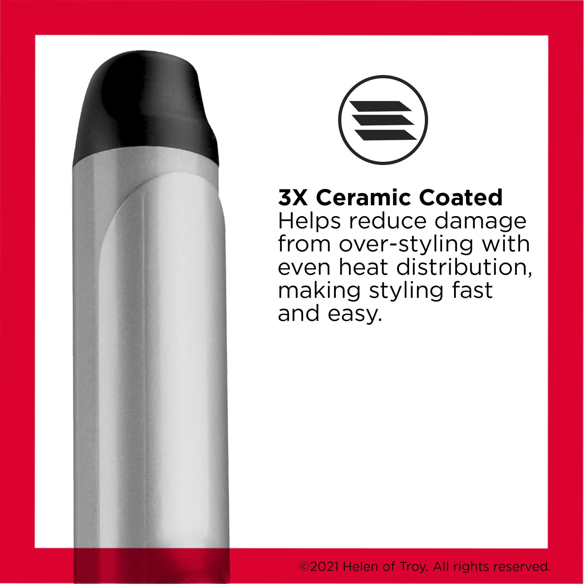 Revlon extra loose curls hair curler showing the temperature adjustment dial and power indicator light.