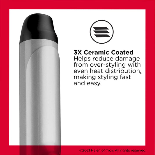 Revlon extra loose curls hair curler showing the temperature adjustment dial and power indicator light.