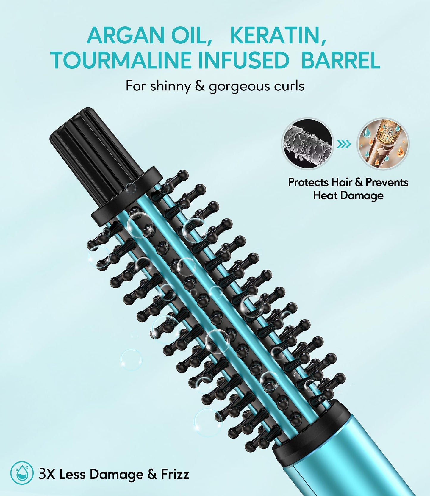 Farery three in one curling brush angled view showing the cool touch tip