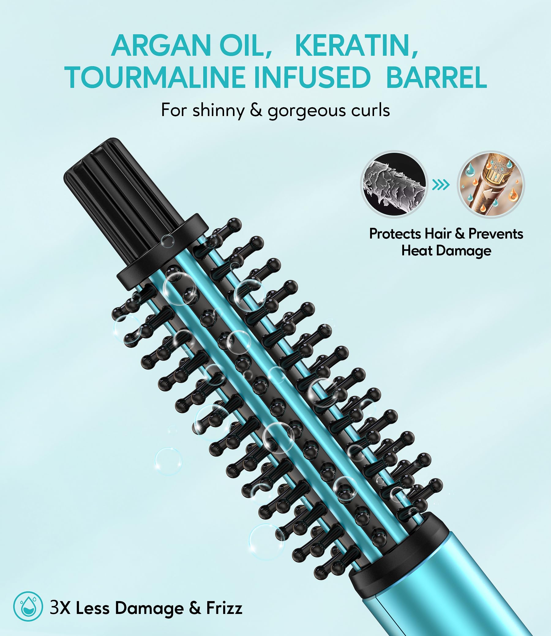 Farery three in one curling brush angled view showing the cool touch tip