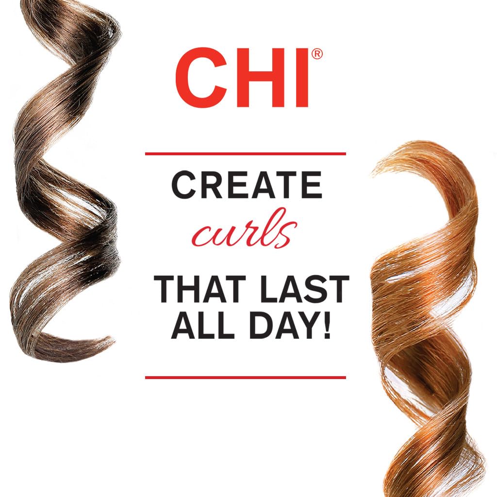 CHI premium ceramic curling iron packaging box highlighting automatic shut off safety features