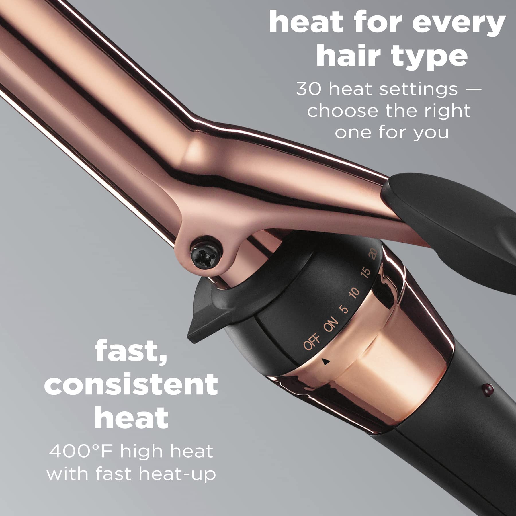 Close up of the Rose Gold Titanium barrel on the InfinitiPro by Conair hair curler