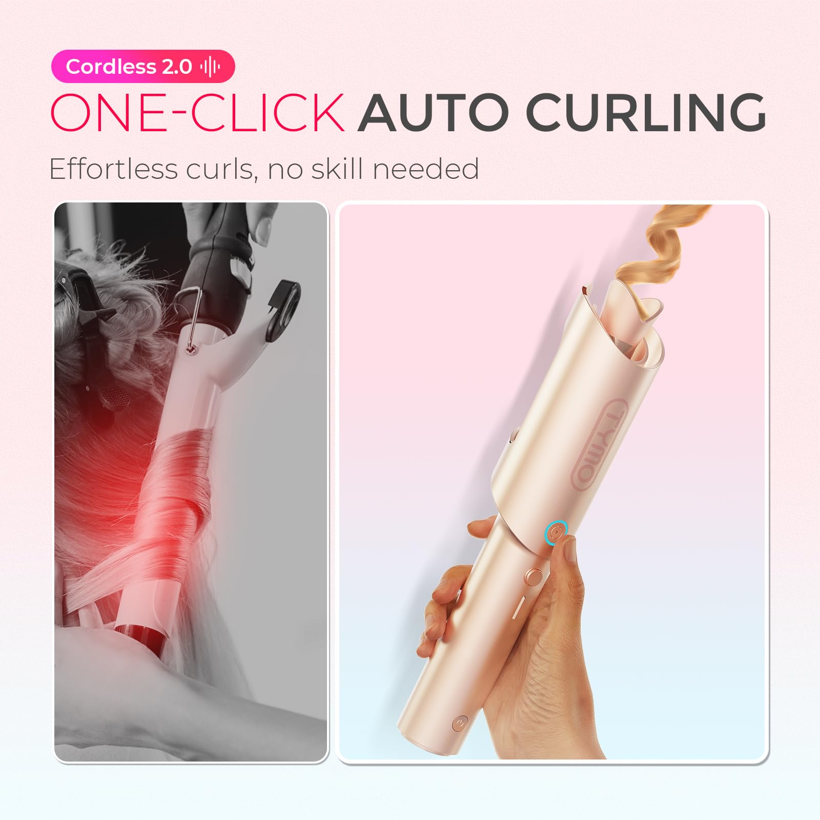 TYMO CurlGo smart portable travel curler showcasing the anti-scald design