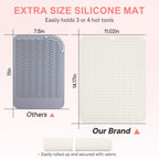 Suafrnut white silicone styling mat rolled up tightly with velcro strap demonstrating portable travel pouch functionality