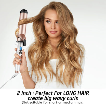 Hoson long barrel ceramic tourmaline hair curling wand with heat resistant glove