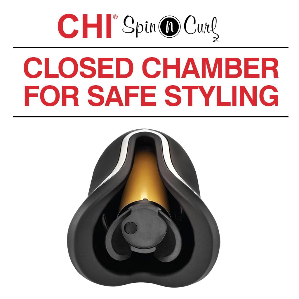 Onyx Black CHI Spin N Curl styling chamber close up view for tangle protection