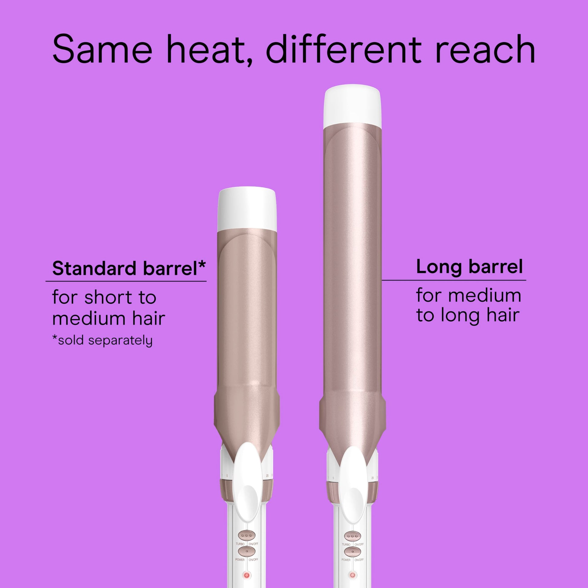 Close-up shot of the rose gold double ceramic barrel highlighting the even heat distribution surface.