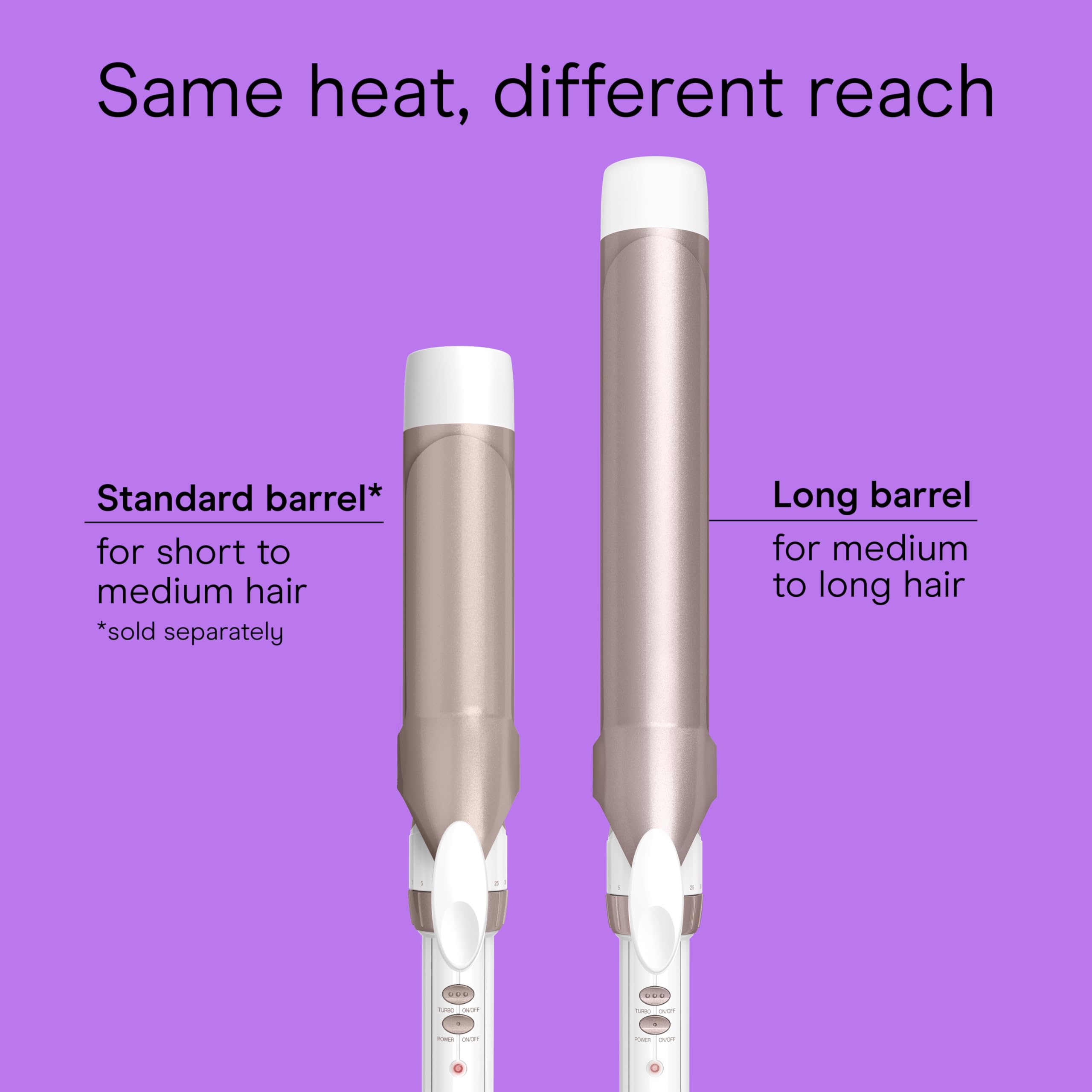 Close-up shot of the rose gold double ceramic barrel highlighting the even heat distribution surface.