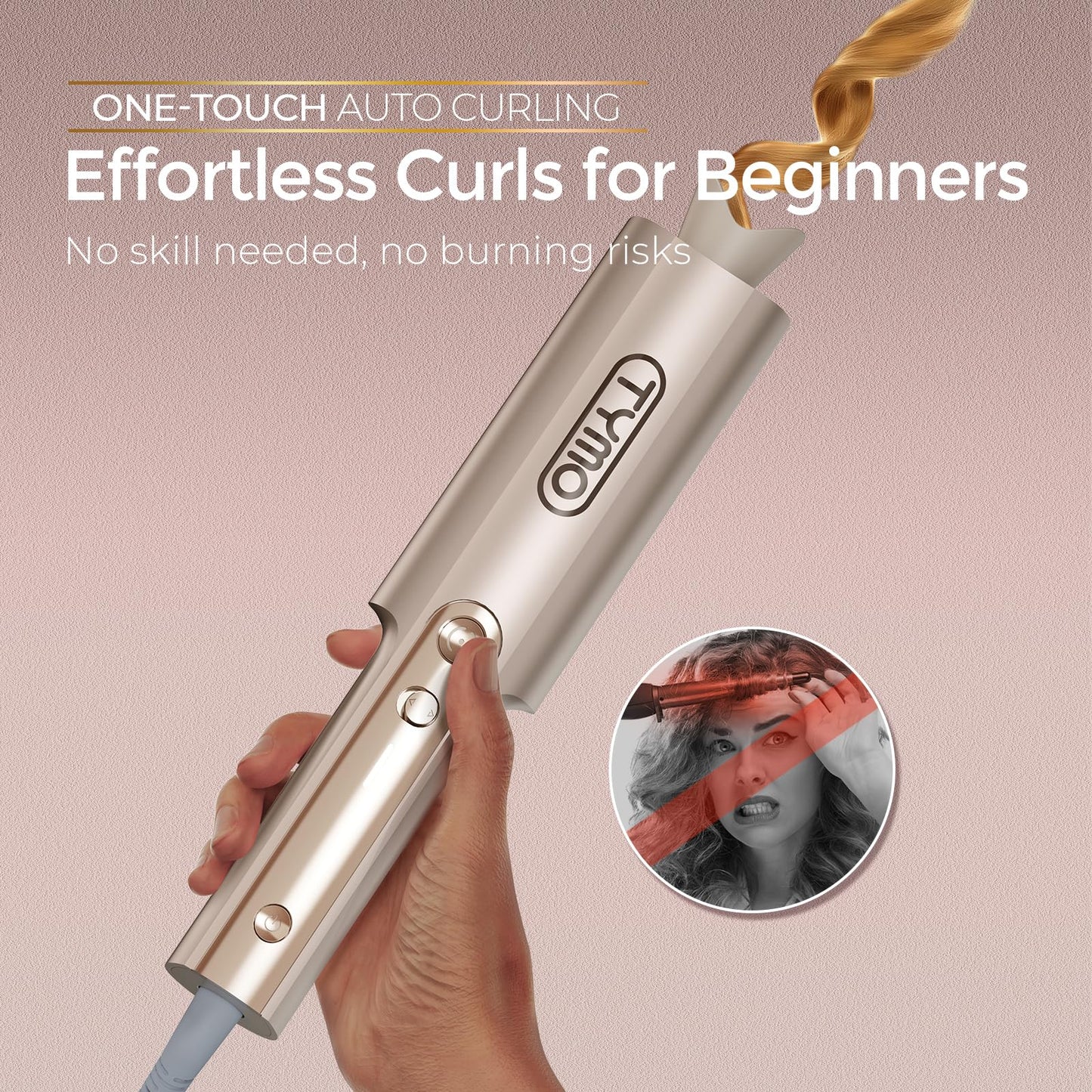 TYMO automatic hair curler upgraded long barrel design for styling long hair