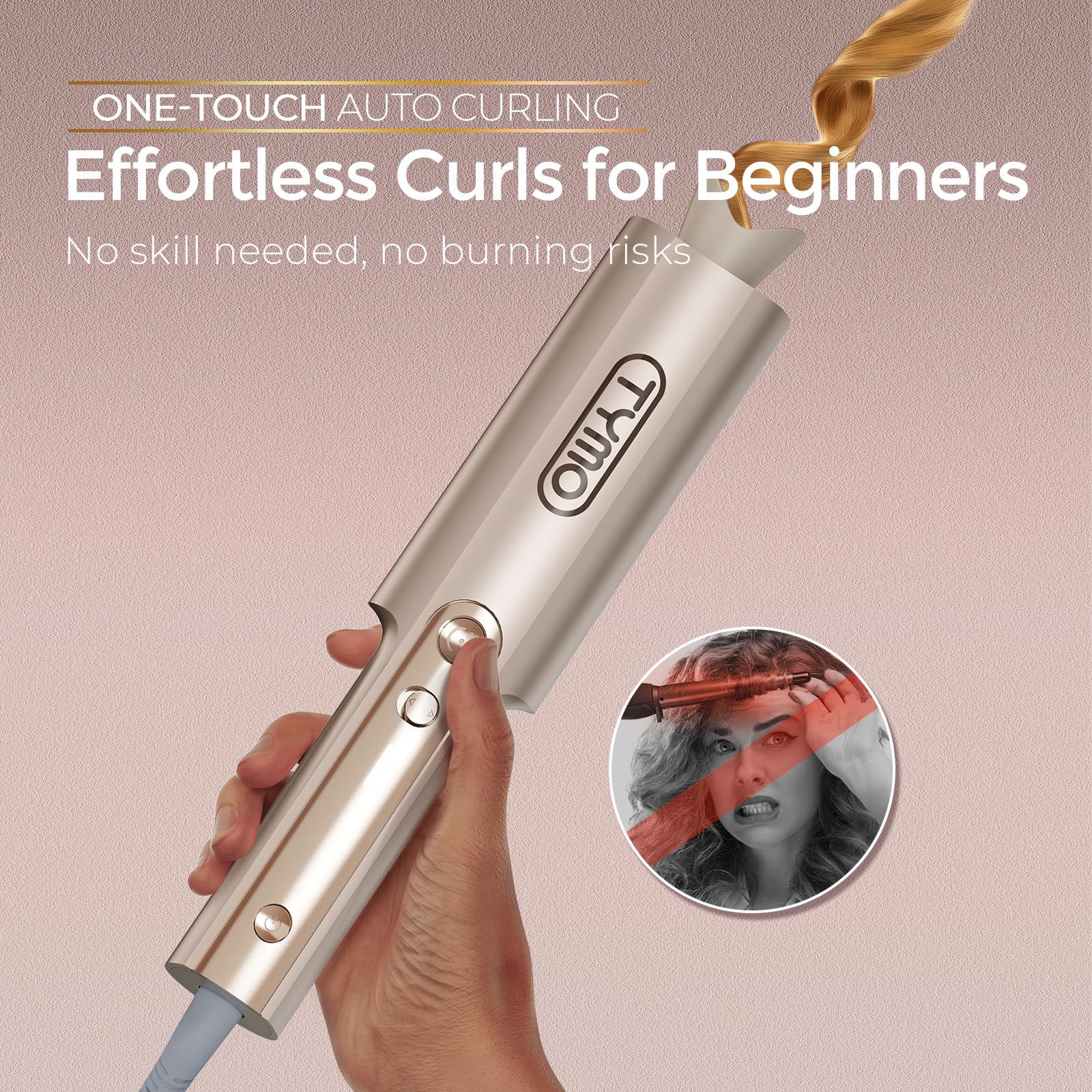 TYMO automatic hair curler upgraded long barrel design for styling long hair