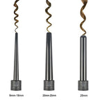 Three interchangeable ceramic curling barrels for hair styling