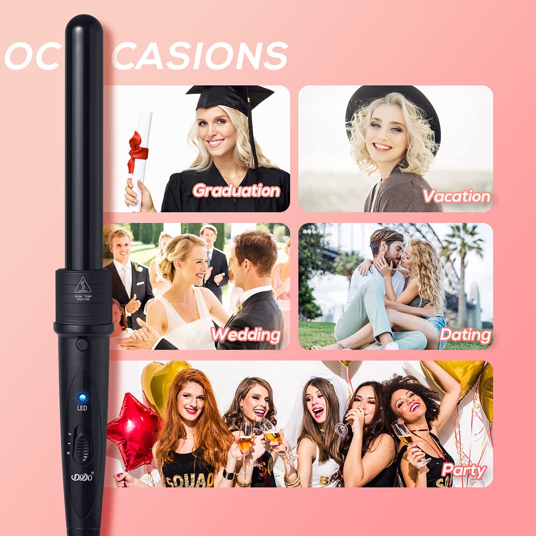 Travel friendly 3-in-1 curling iron set with swivel cord