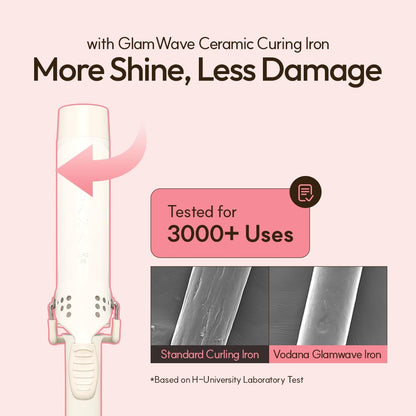 Side profile of Vodana GlamWave curling iron with safety stand