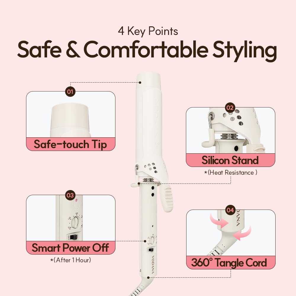Vodana curling iron swivel cord detail for tangle-free use