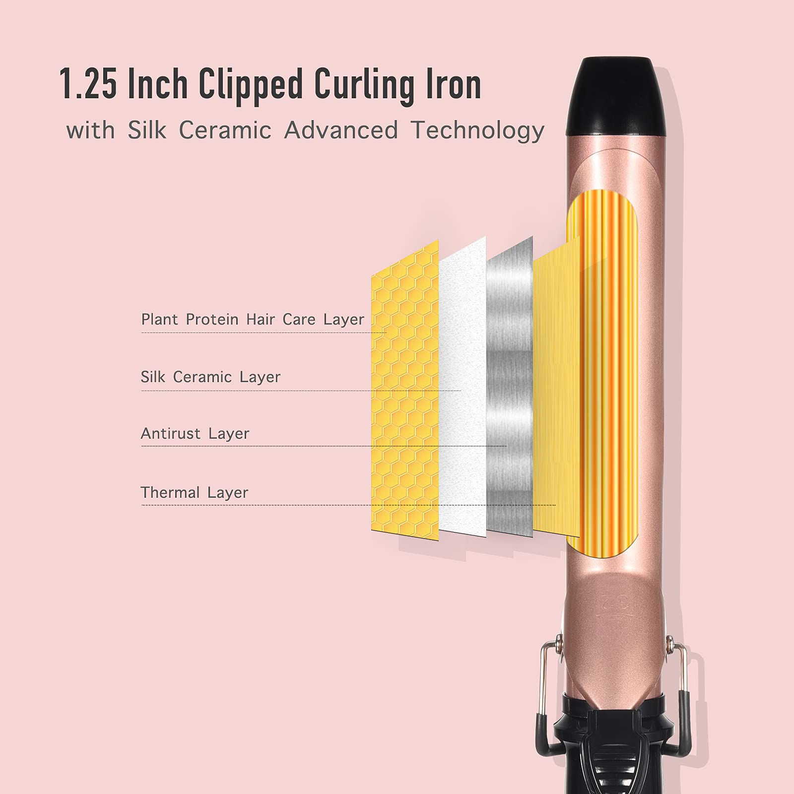 Professional Lanvier 1.25 inch hair curler with clamp