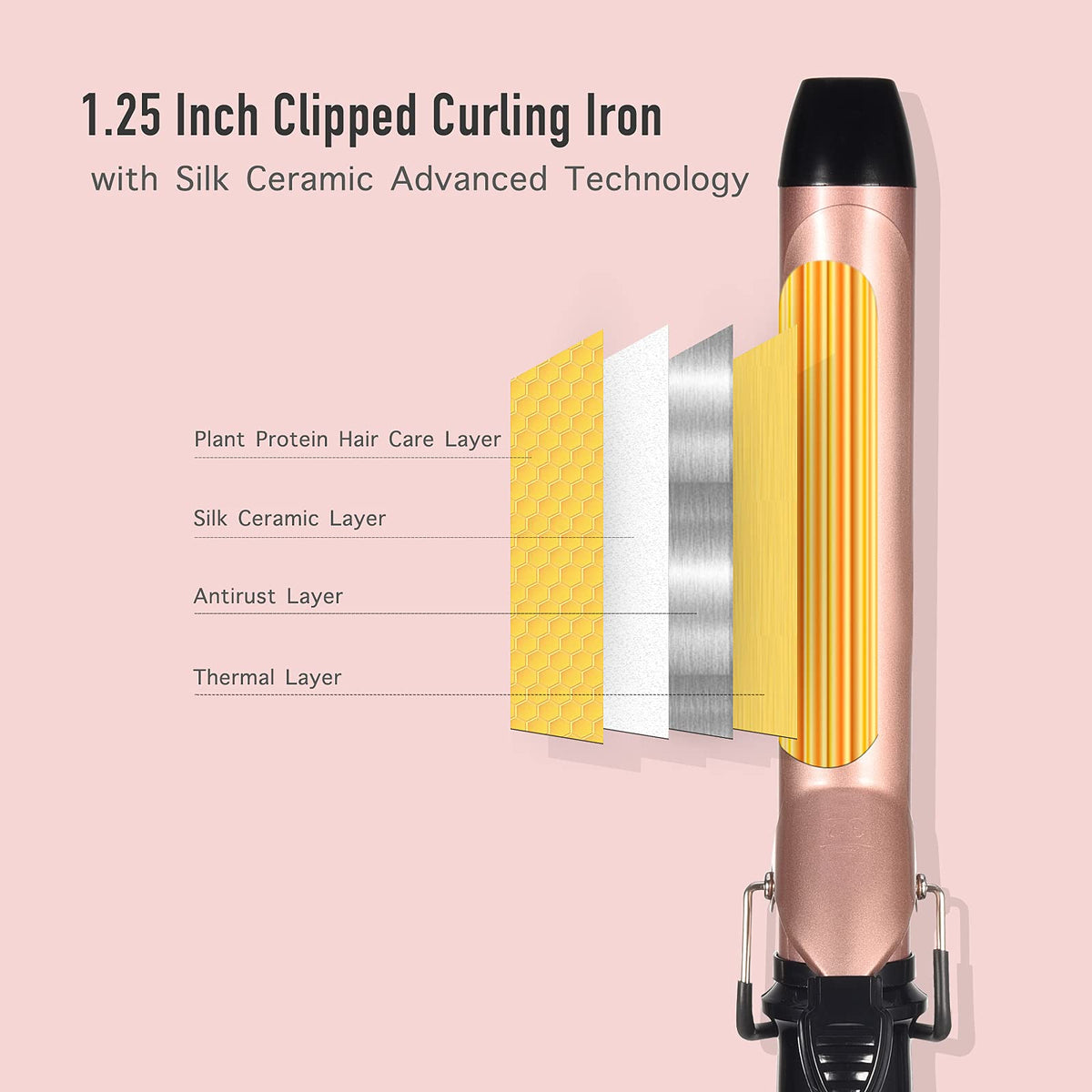 Professional Lanvier 1.25 inch hair curler with clamp