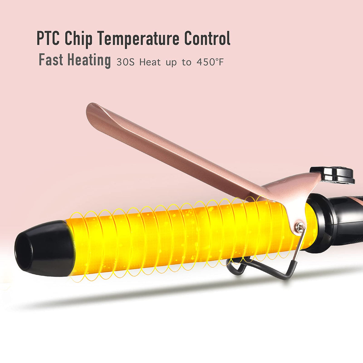 Side profile of Lanvier 450 degree fahrenheit curling iron