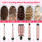 Ushow ceramic tourmaline hair curler set in pink and black