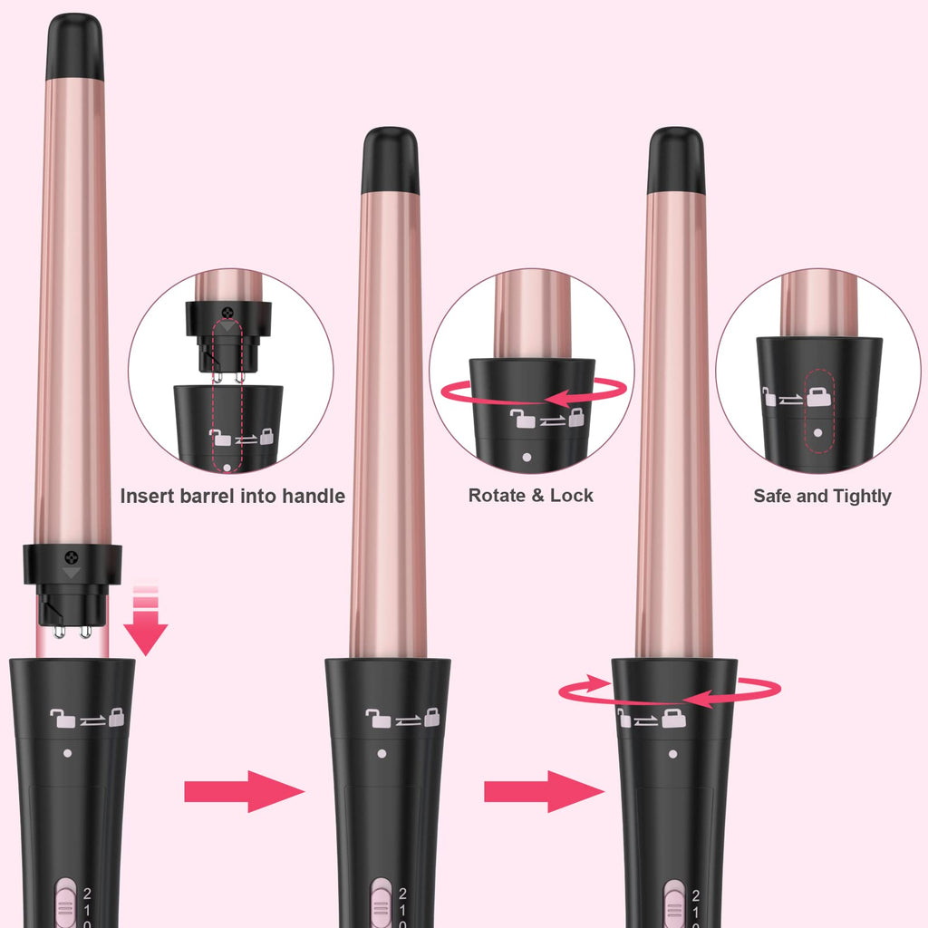 Woman using Ushow 5-in-1 curling wand for beach waves