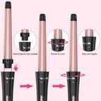 Woman using Ushow 5-in-1 curling wand for beach waves