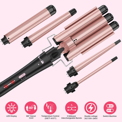 Travel-ready Ushow 5-in-1 curling iron set with accessories
