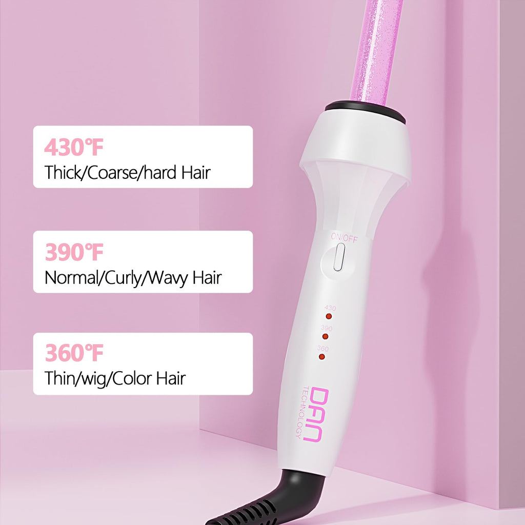 Dan Technology hair curler showing tourmaline ceramic barrel surface