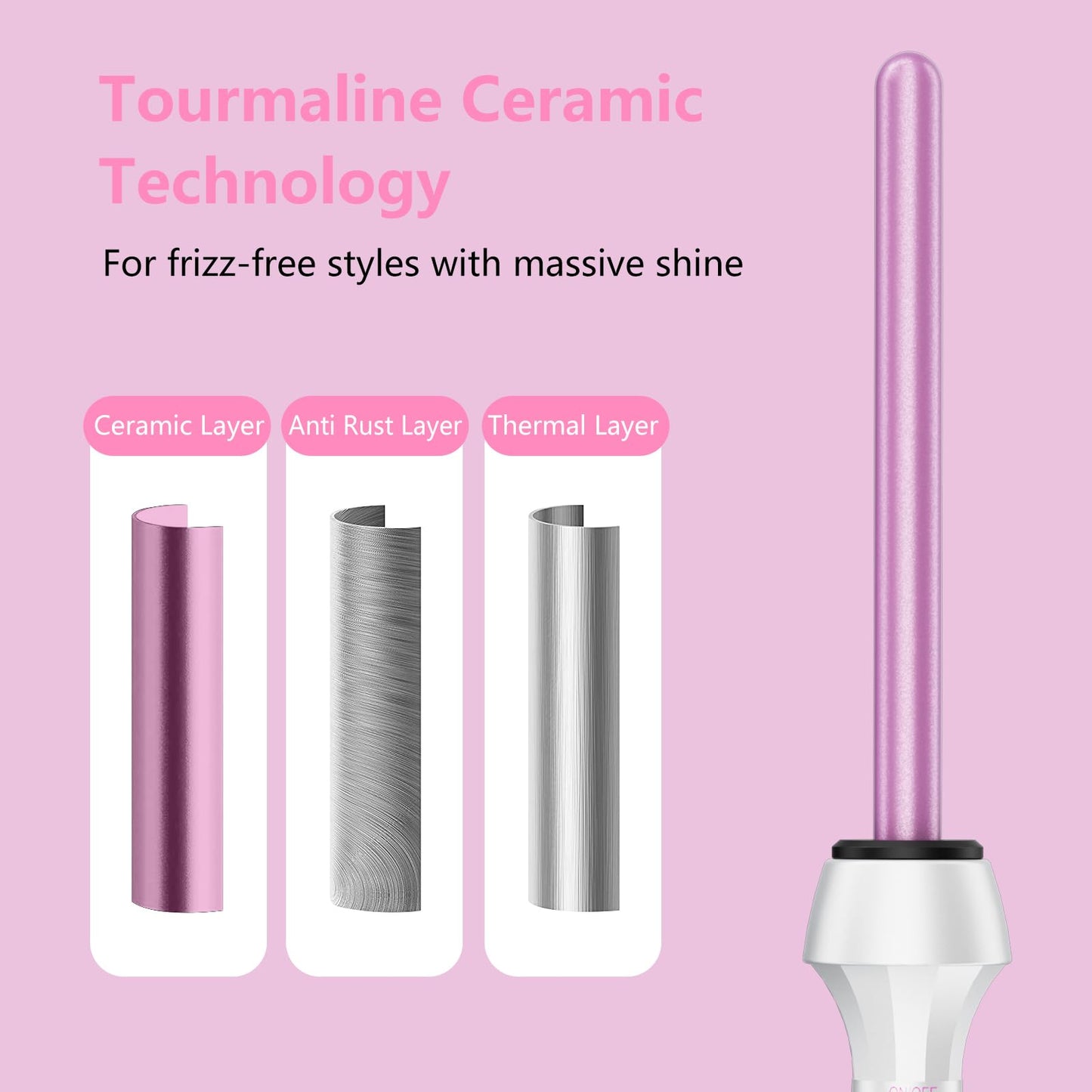 Dan Technology 13mm hair curling wand showing dual voltage label