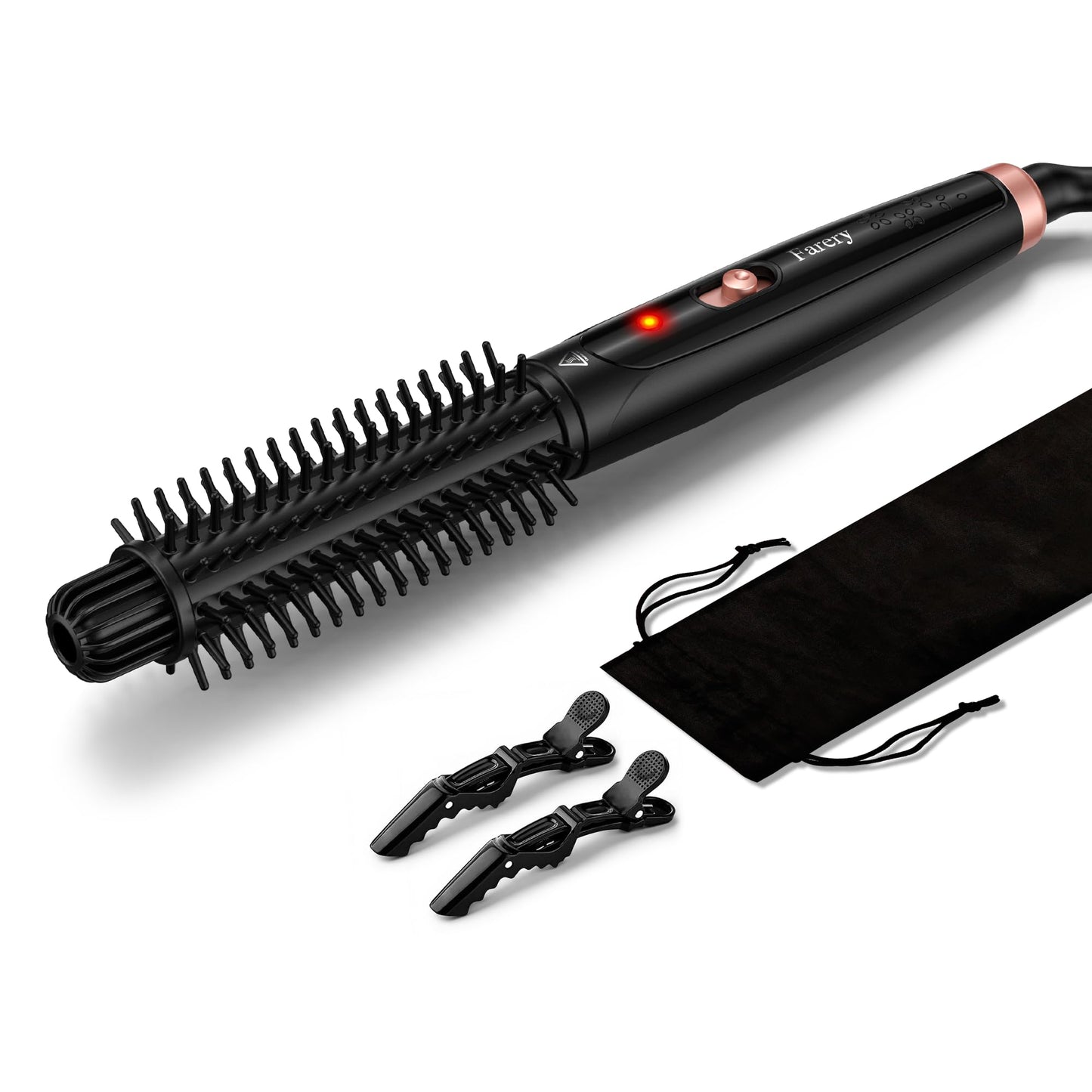 Packaging and included components of Farery curling brush