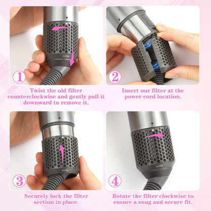 Grey outer filter cover for hair styler maintenance