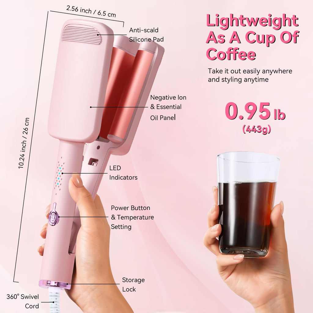 Side profile of Chikyo 3 barrel ionic hair crimper