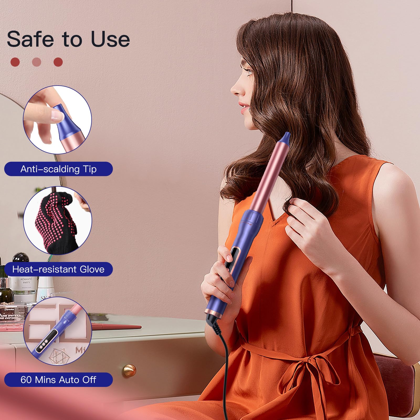 Brightup Pro curling iron set components arranged in storage packaging