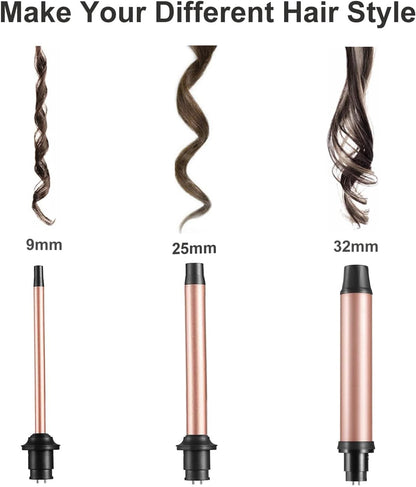Side view of Unobey hair curler handle and attachments