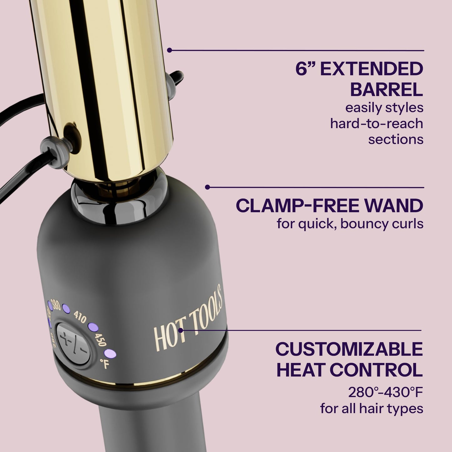 Side profile of Hot Tools extended barrel styling tool