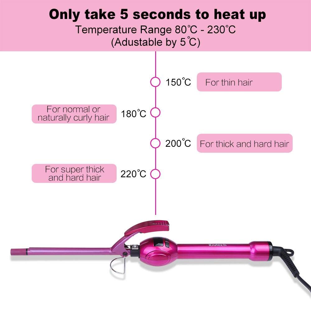 Close up of iGutech hair curler digital display