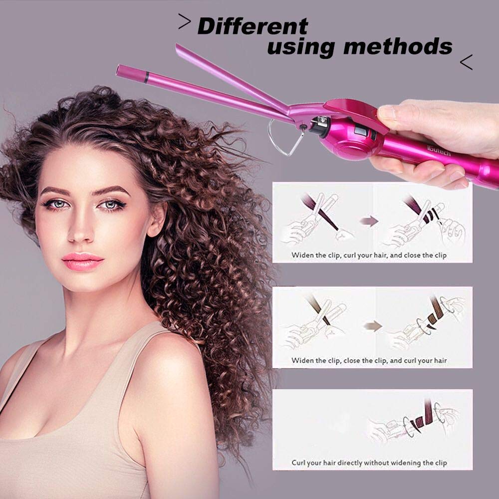 Rose red iGutech 9mm curling wand side angle