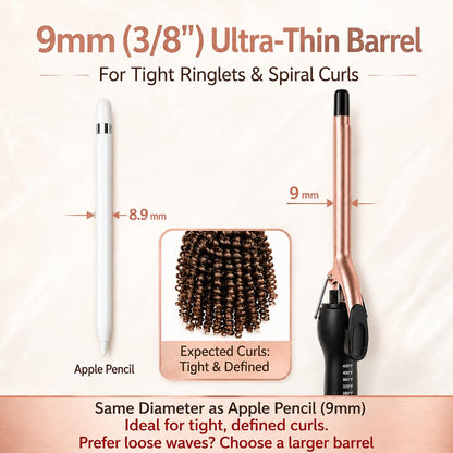 HCAH curling wand showing digital temperature control interface
