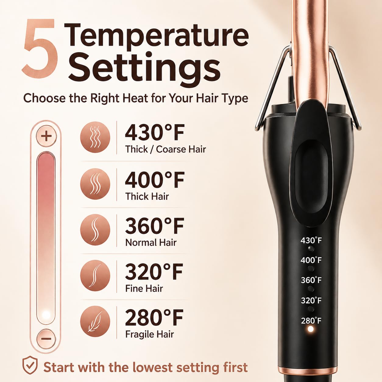 Person styling hair with HCAH 3/8 inch curling wand