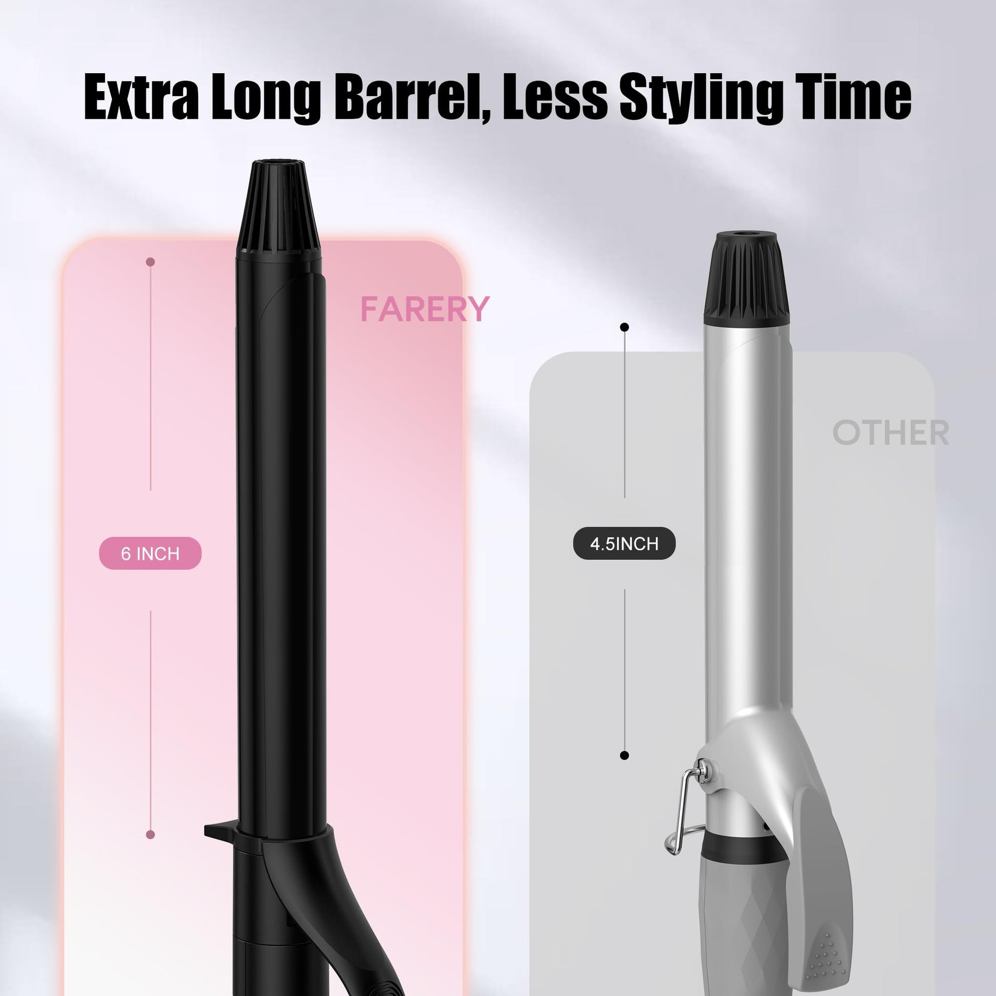 Side profile of Farery long barrel curling iron
