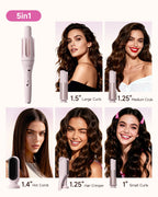 Tsuyagla hair styling set with three interchangeable ceramic barrels