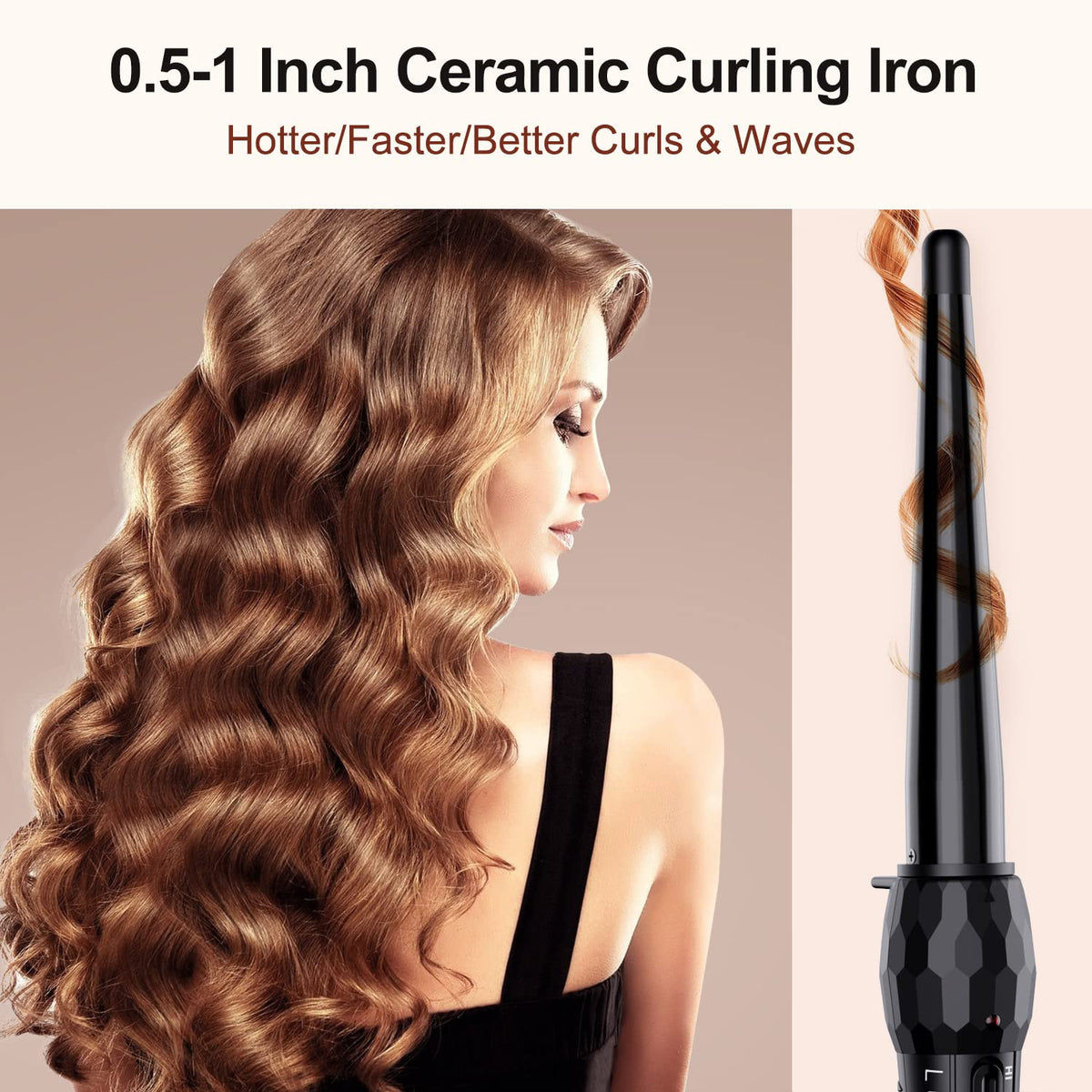 Professional Lura ceramic tourmaline wand with cool tip