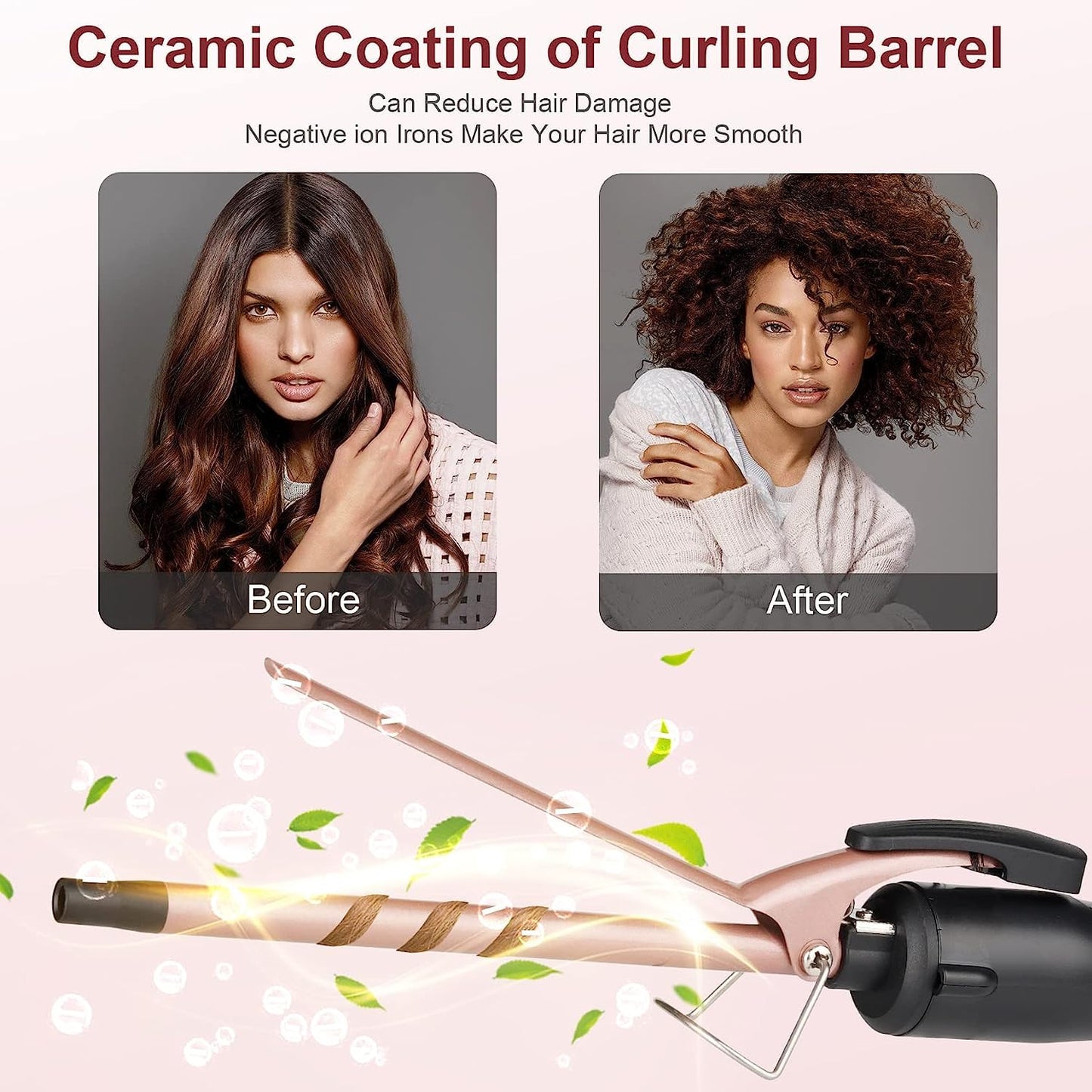 Professional ceramic hair curler with heat resistant glove
