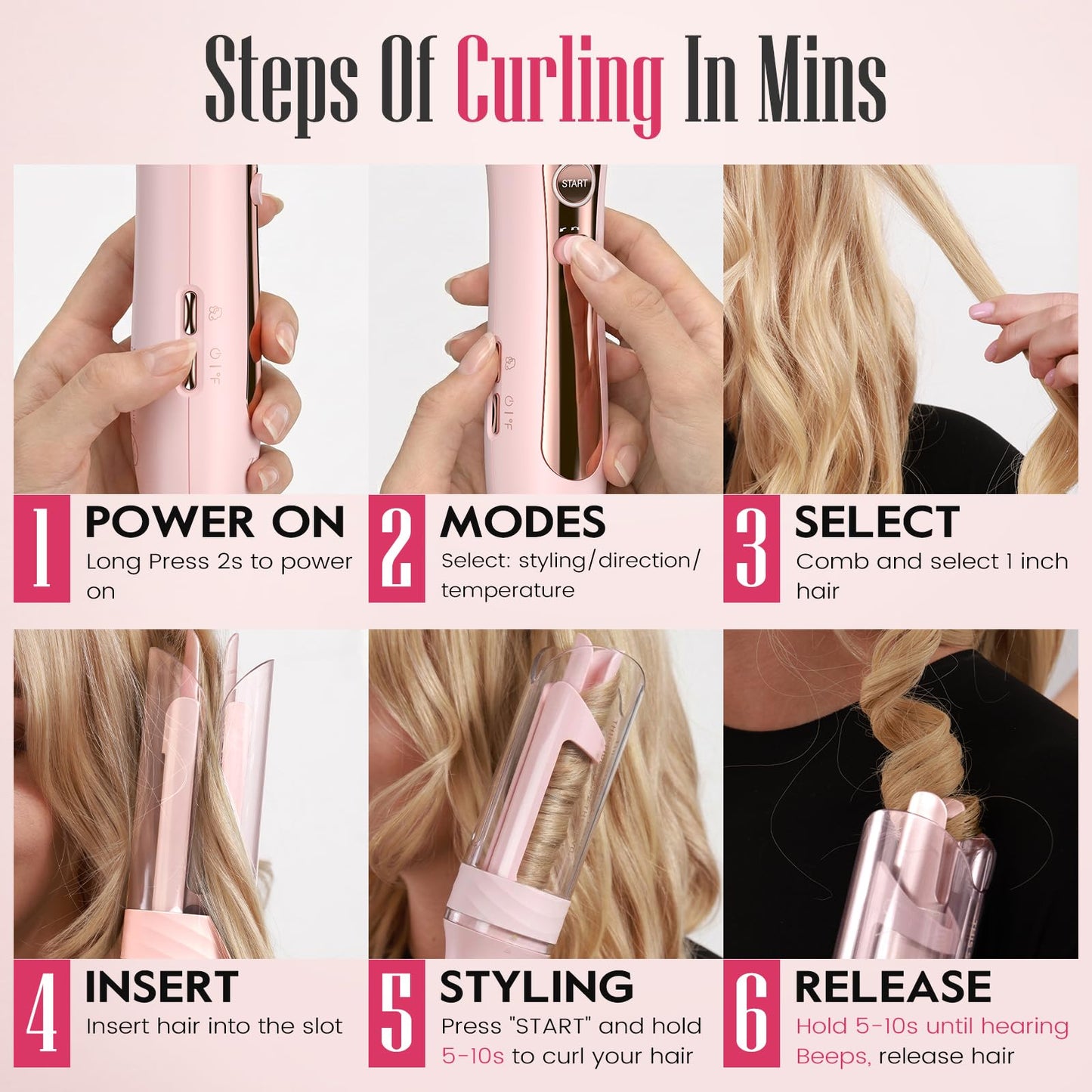 Zavarea automatic curling iron temperature display screen