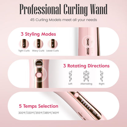 User demonstrating Zavarea automatic curler on hair