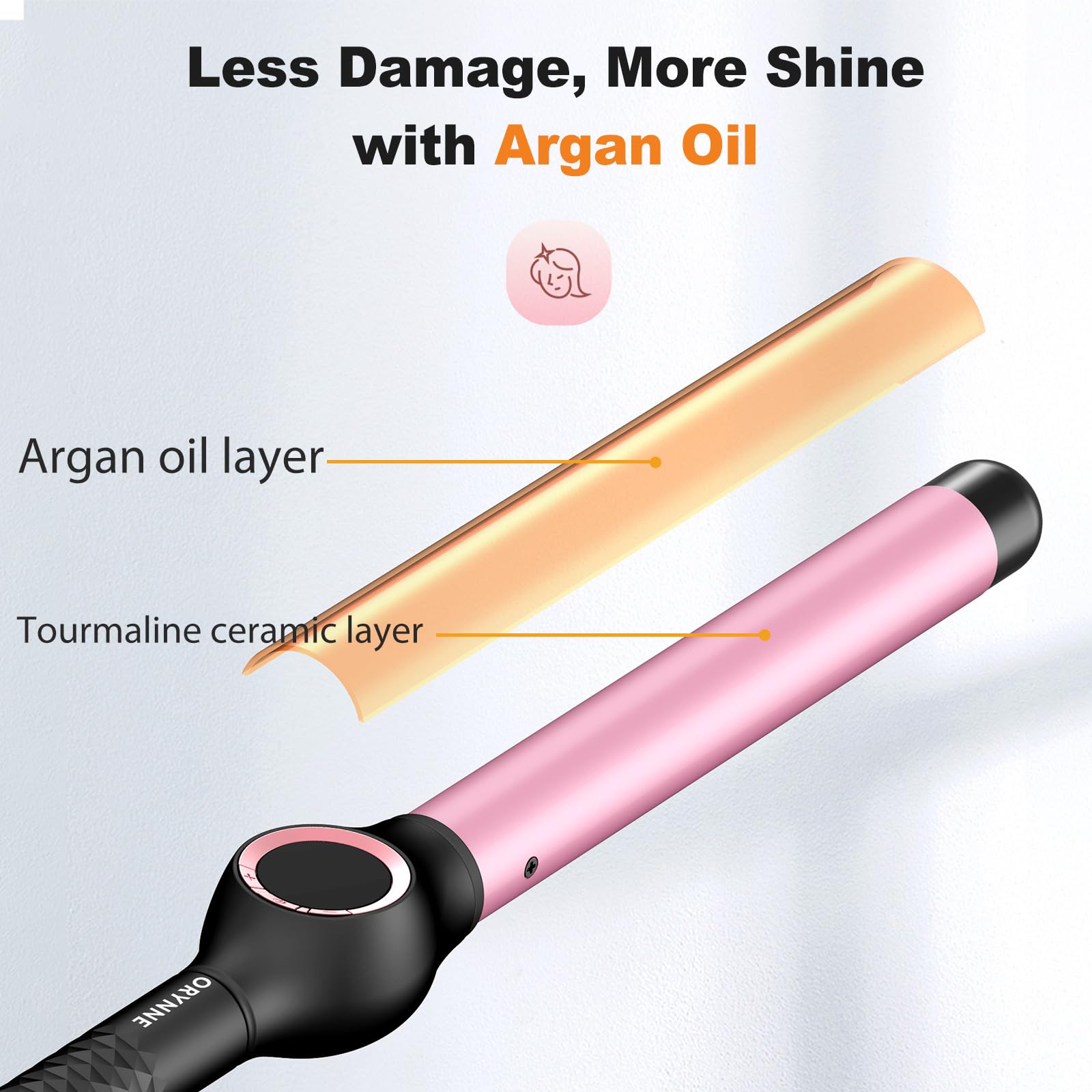 Orynne curling wand components including heat resistant pad