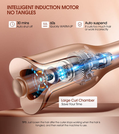Side profile of Follexmoe professional rotating curling iron