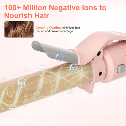 Person styling long hair with Afanso automatic curling wand
