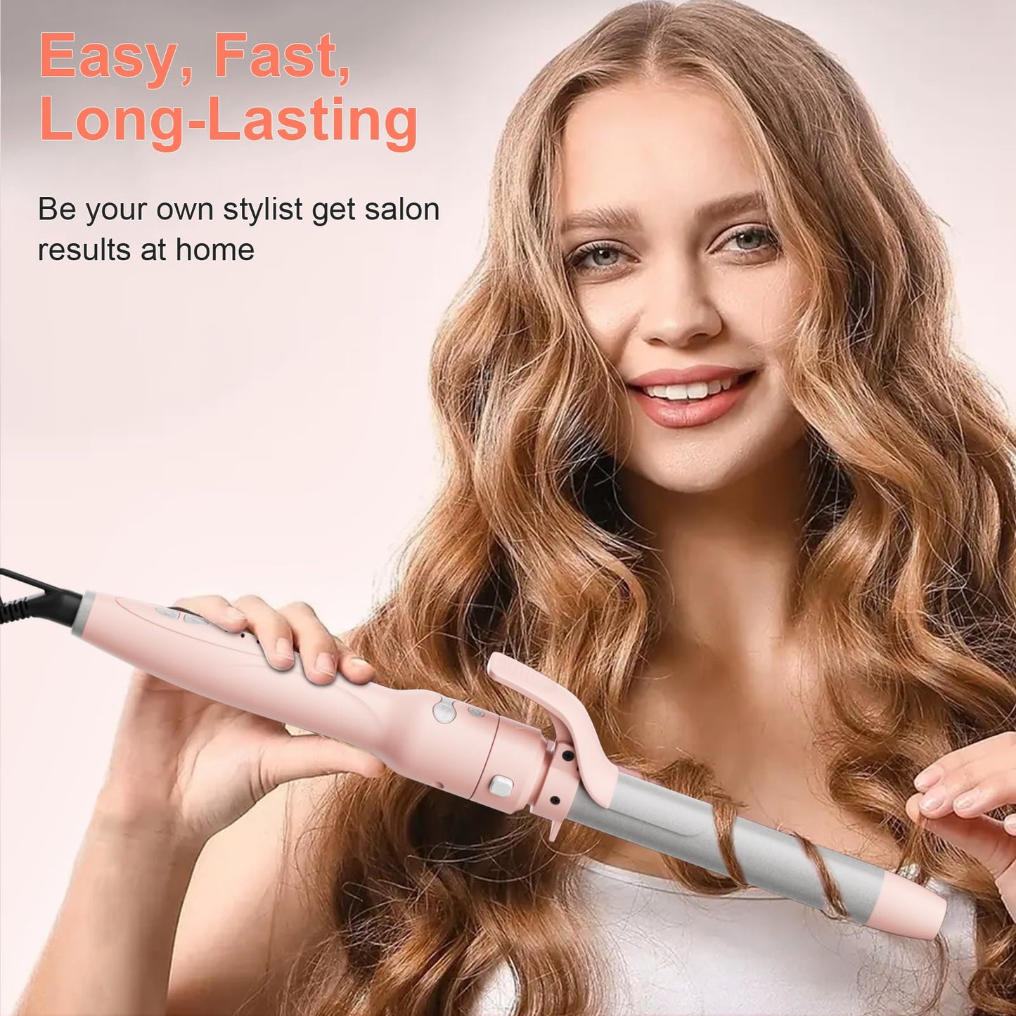 Detailed view of the rotating curling iron control buttons